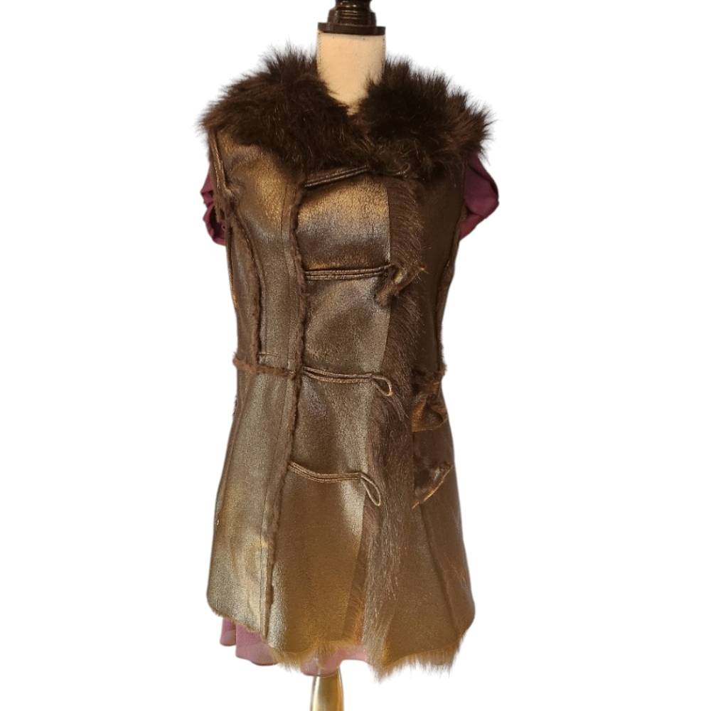 Faux fur and faux  Leather Vest